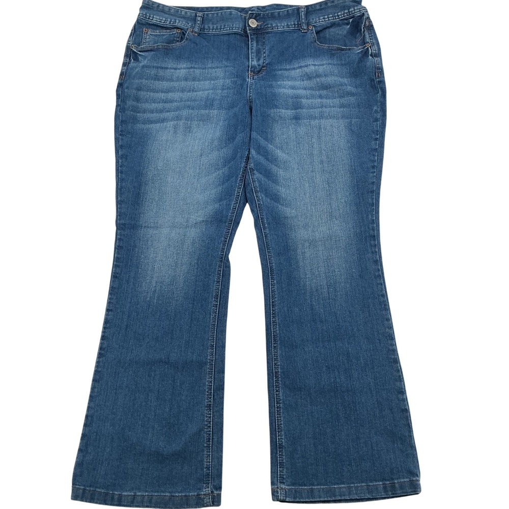 Maurices Bootcut Jeans Womens 22 REG Blue Whiskered Stretch Denim Classic Casual